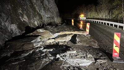 Fylkesvei stengt etter steinras i Orkanger