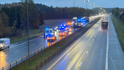 Syv biler i trafikkulykke på E6 ved Rygge